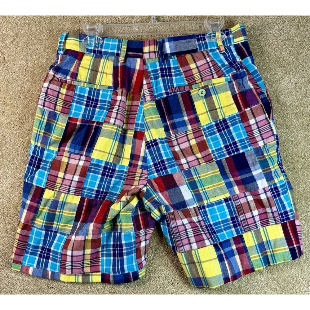 English Sports Shop Patchwork Madras Bermuda Shorts Men's 32 High Rise NEW Tags